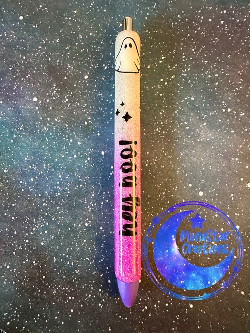 Hey Boo Epoxy Pen β Cute Ghost & Spooky Fun (Purple Ink)
