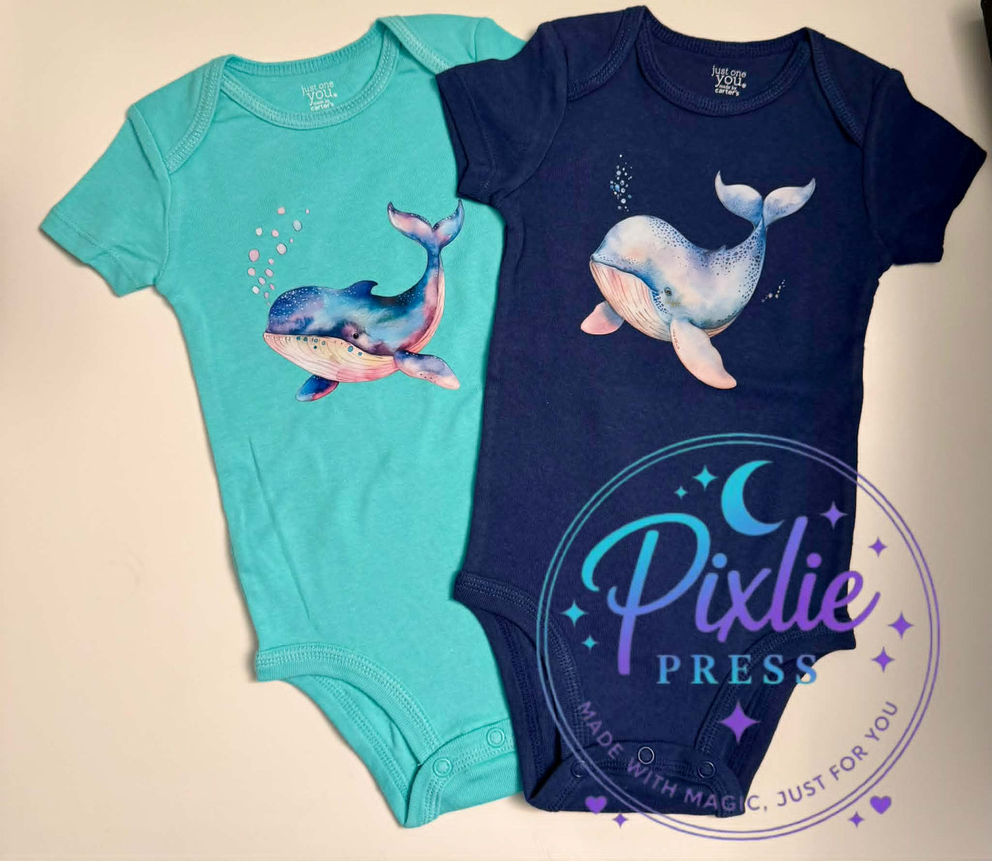 Whale Baby Bodysuit | Custom DTF Printed Infant Outfit | Ocean Baby Gift | Ready To Ship
