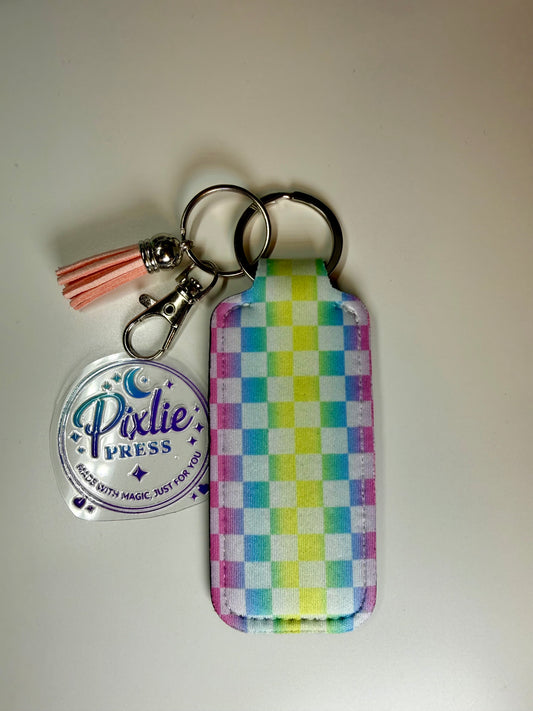Neoprene Universal Lipbalm Holder- Checkers