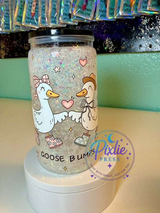 Goose Bumps | 16oz Snow Globe Acrylic Tumbler | UV DTF | Ready to Ship | Cute Goose Gift
