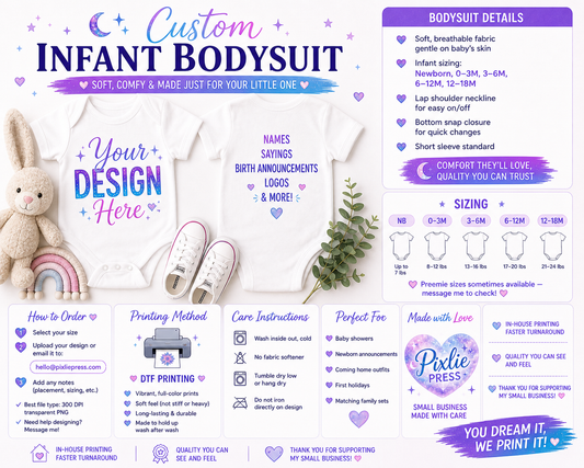 Custom Baby Bodysuit | Personalized Infant Outfit | Custom Baby Shirt | DTF Printed | Baby Gift | Newborn Bodysuit