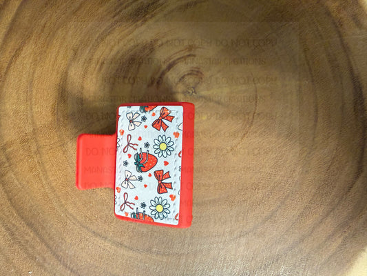 Small/Medium Claw Clips with Custom Sublimation Patch Designs- Strawberries