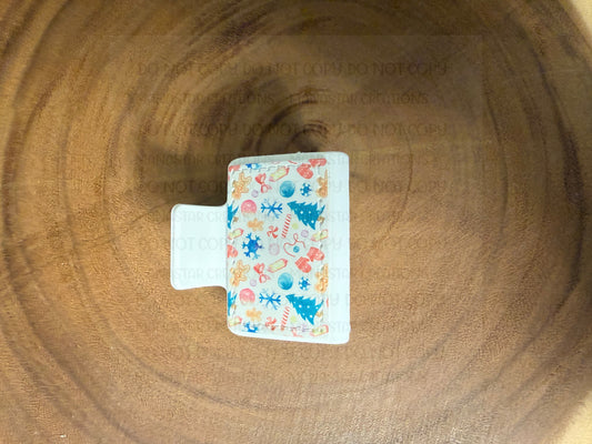 Small/Medium Claw Clips with Custom Sublimation Patch Designs- White Christmas
