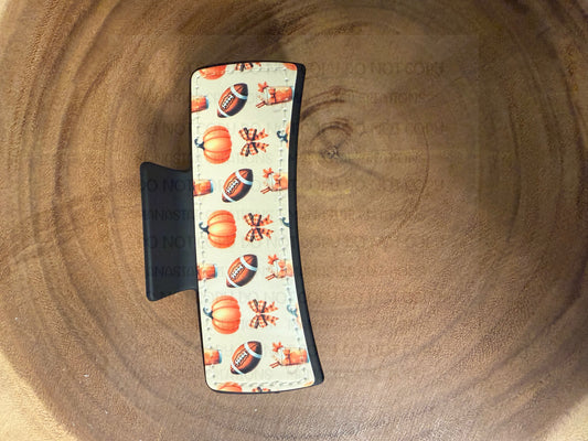 Large Claw Clips with Custom Sublimation Patch Designs- Fall Football