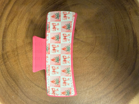 Large Claw Clips with Custom Sublimation Patch Designs- Christmas Bows