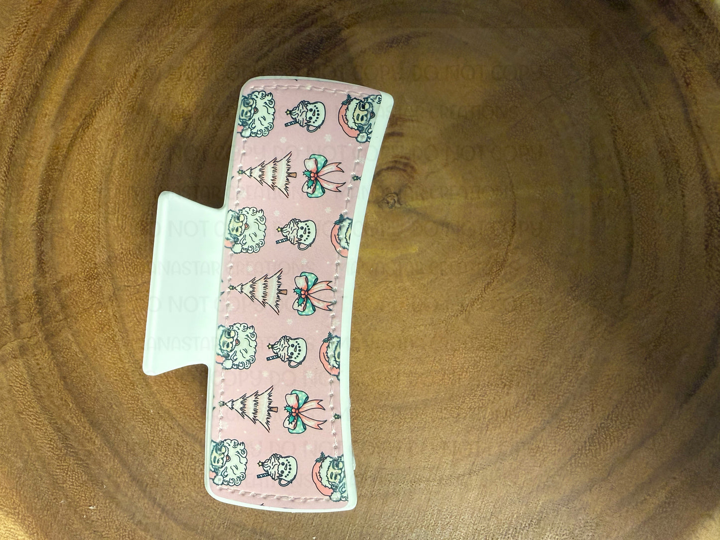 Large Claw Clips with Custom Sublimation Patch Designs- Santa