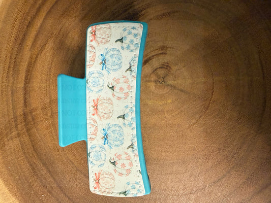 Large Claw Clips with Custom Sublimation Patch Designs- Pumpkin Bows