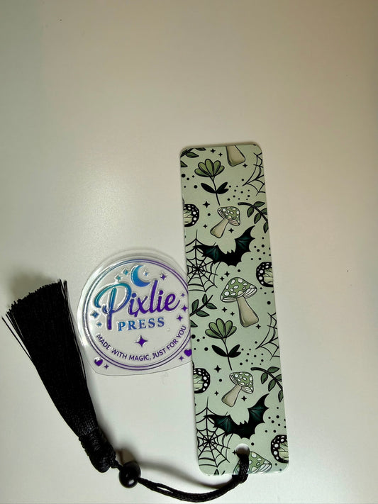 Mushrooms & Bats Bookmark – Mystical Sublimated Marker