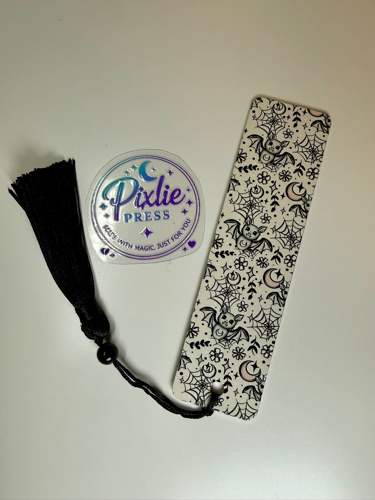 Floral Bat Bookmark – Gothic Nature Sublimated Marker