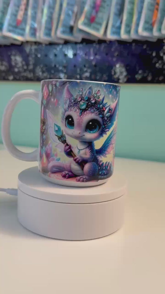 Baby Dragon | 12oz Sublimation Mug | Fantasy Crystal Dragon Design | Magical Gift | Ready to Ship